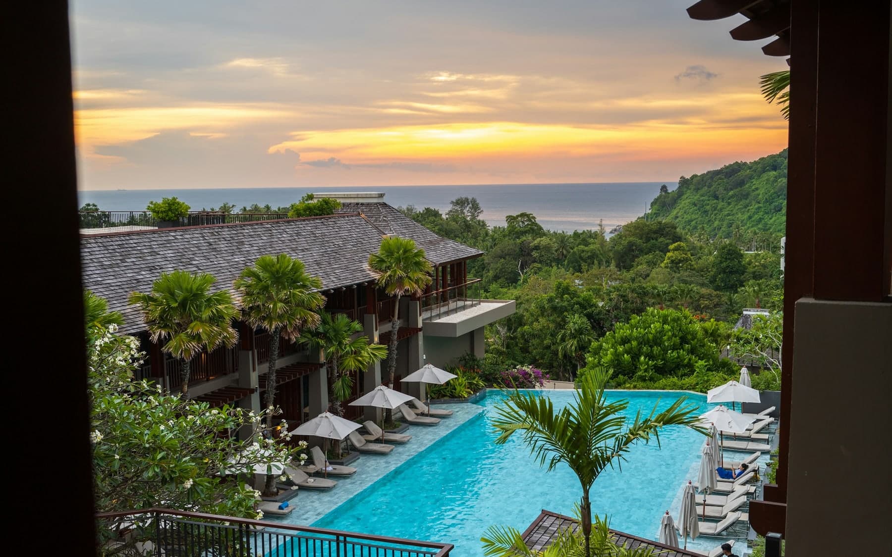 Luxury Thailand villa terrace with infinity pool and ocean view